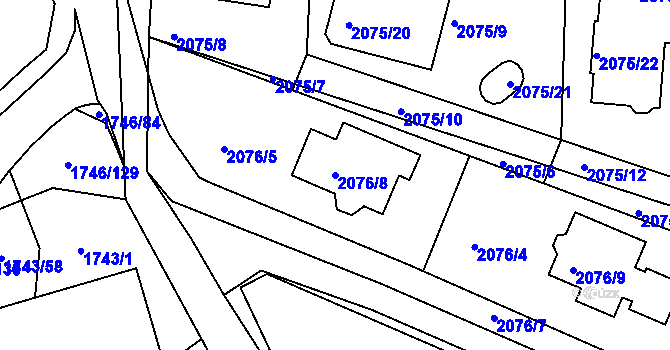 Parcela st. 2076/8 v KÚ Ruprechtice, Katastrální mapa