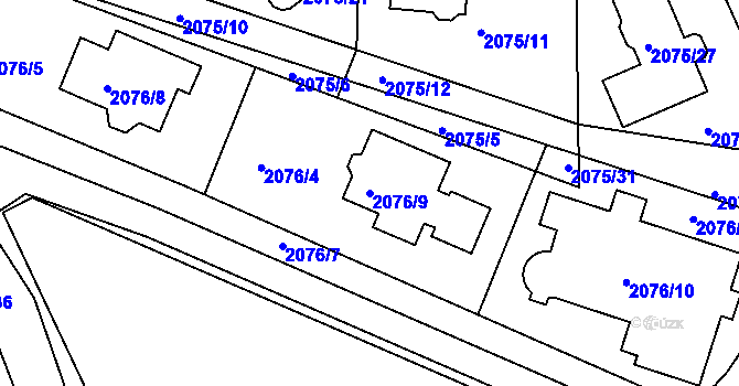 Parcela st. 2076/9 v KÚ Ruprechtice, Katastrální mapa