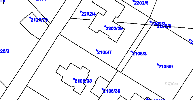 Parcela st. 2106/7 v KÚ Ruprechtice, Katastrální mapa