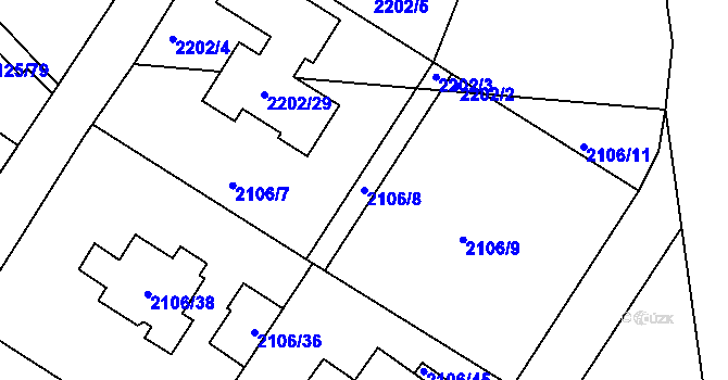 Parcela st. 2106/8 v KÚ Ruprechtice, Katastrální mapa