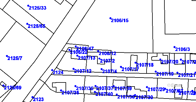 Parcela st. 2106/12 v KÚ Ruprechtice, Katastrální mapa