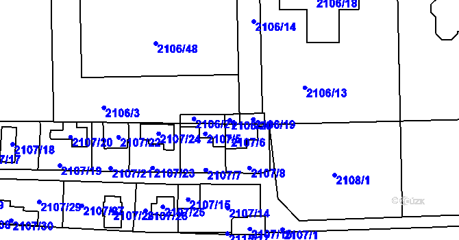 Parcela st. 2106/20 v KÚ Ruprechtice, Katastrální mapa