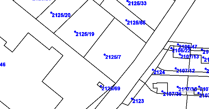 Parcela st. 2125/7 v KÚ Ruprechtice, Katastrální mapa