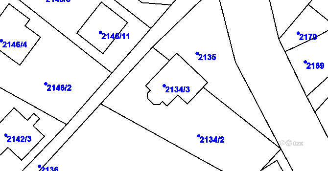 Parcela st. 2134/3 v KÚ Ruprechtice, Katastrální mapa