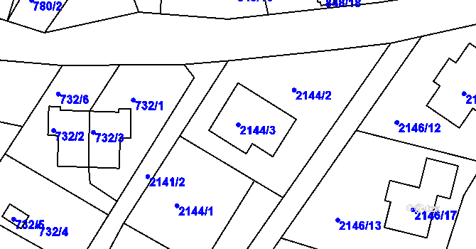 Parcela st. 2144/3 v KÚ Ruprechtice, Katastrální mapa