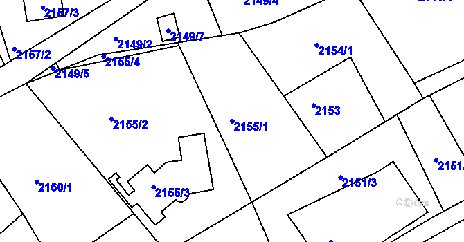 Parcela st. 2155/1 v KÚ Ruprechtice, Katastrální mapa