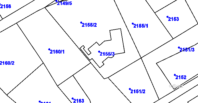 Parcela st. 2155/3 v KÚ Ruprechtice, Katastrální mapa