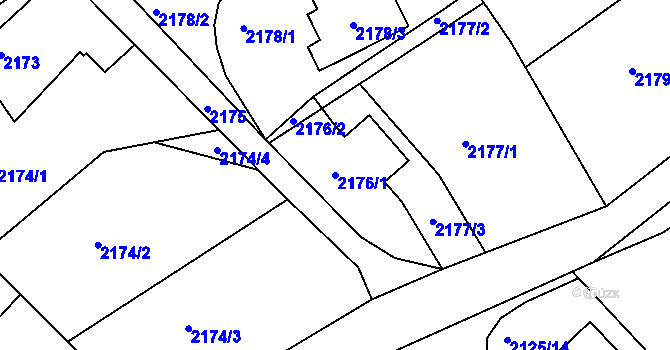 Parcela st. 2176/1 v KÚ Ruprechtice, Katastrální mapa