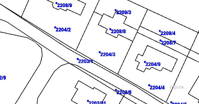 Parcela st. 2204/3 v KÚ Ruprechtice, Katastrální mapa