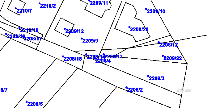 Parcela st. 2208/13 v KÚ Ruprechtice, Katastrální mapa