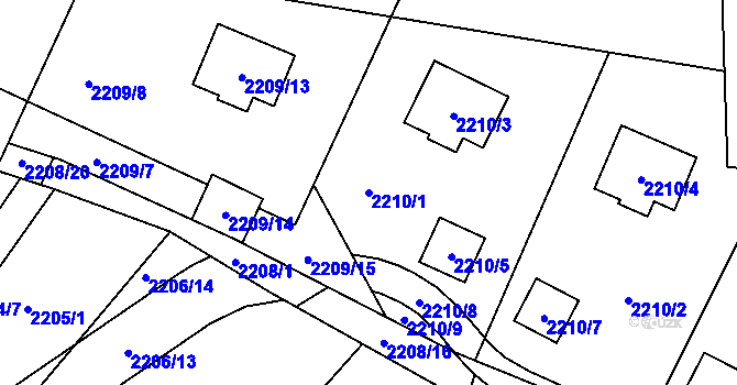 Parcela st. 2210/1 v KÚ Ruprechtice, Katastrální mapa