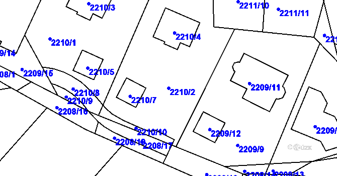 Parcela st. 2210/2 v KÚ Ruprechtice, Katastrální mapa