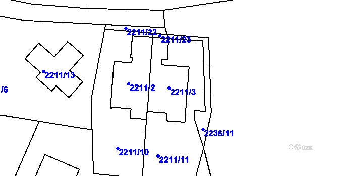 Parcela st. 2211/3 v KÚ Ruprechtice, Katastrální mapa