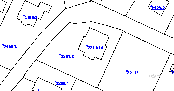 Parcela st. 2211/14 v KÚ Ruprechtice, Katastrální mapa