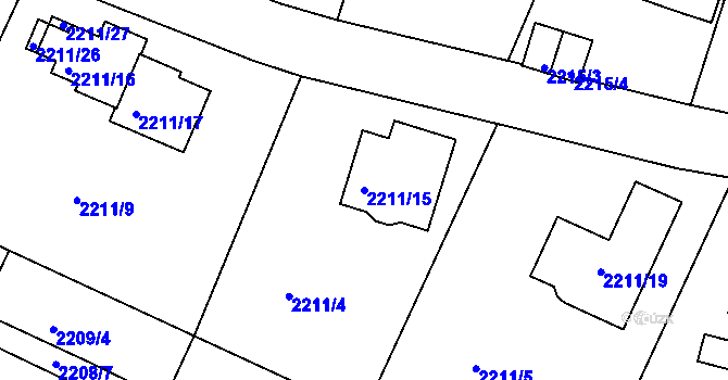 Parcela st. 2211/15 v KÚ Ruprechtice, Katastrální mapa