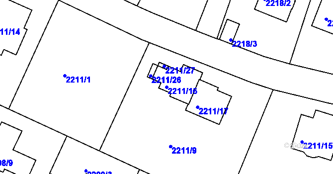 Parcela st. 2211/16 v KÚ Ruprechtice, Katastrální mapa