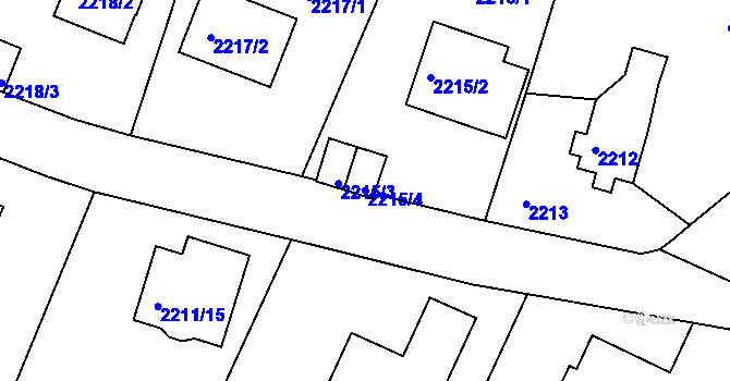 Parcela st. 2215/4 v KÚ Ruprechtice, Katastrální mapa