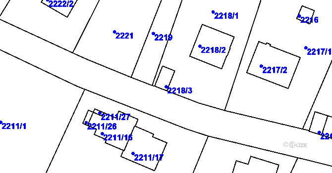 Parcela st. 2218/3 v KÚ Ruprechtice, Katastrální mapa