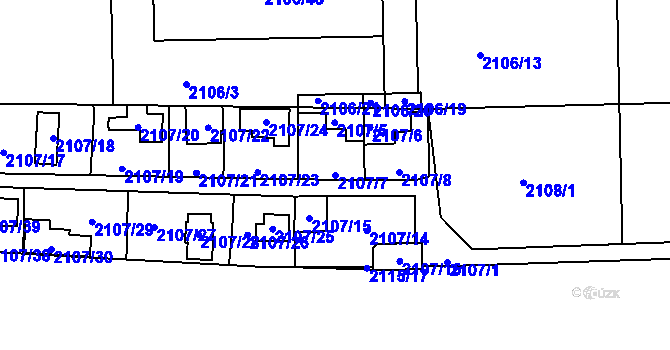 Parcela st. 2107/7 v KÚ Ruprechtice, Katastrální mapa