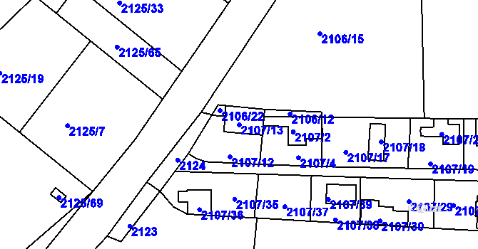 Parcela st. 2107/13 v KÚ Ruprechtice, Katastrální mapa