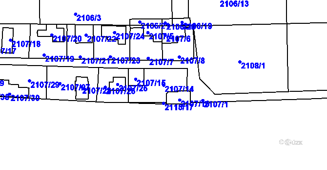 Parcela st. 2107/14 v KÚ Ruprechtice, Katastrální mapa