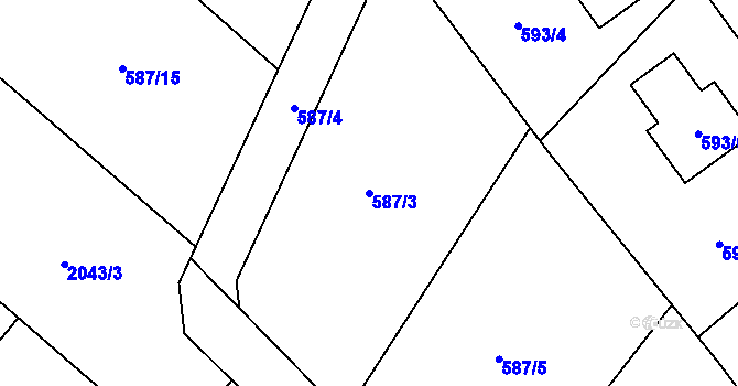 Parcela st. 587/3 v KÚ Ruprechtice, Katastrální mapa