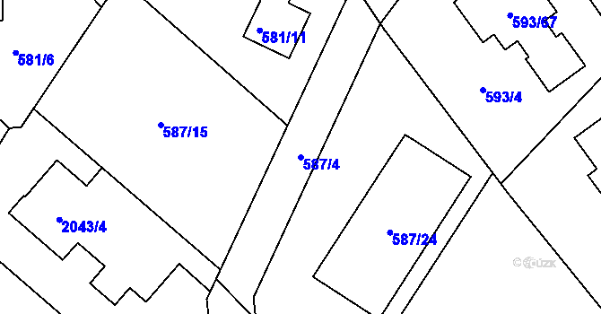 Parcela st. 587/4 v KÚ Ruprechtice, Katastrální mapa