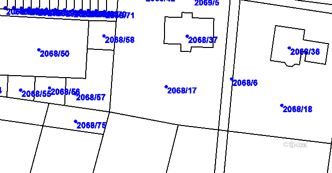 Parcela st. 2068/17 v KÚ Ruprechtice, Katastrální mapa