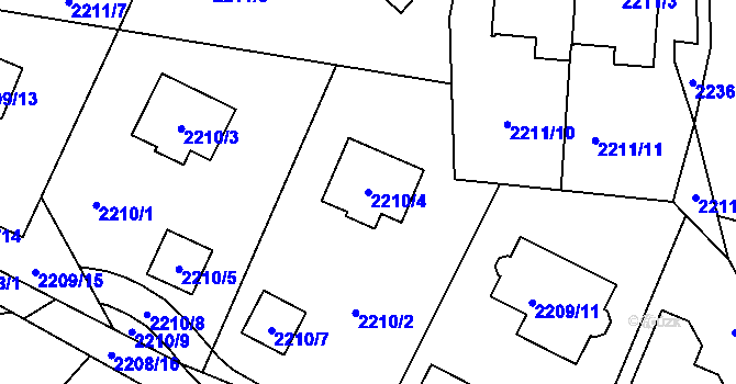 Parcela st. 2210/4 v KÚ Ruprechtice, Katastrální mapa