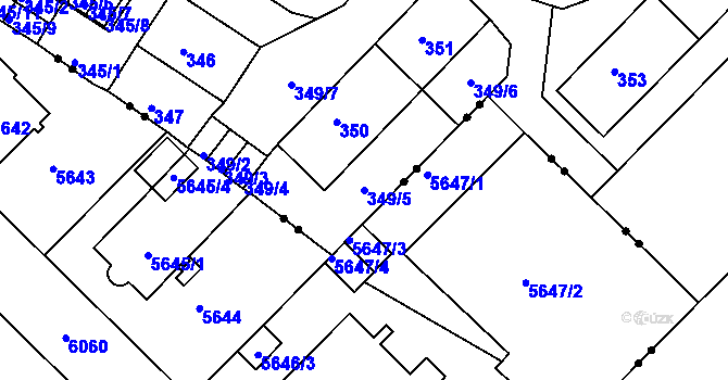Parcela st. 349/5 v KÚ Ruprechtice, Katastrální mapa