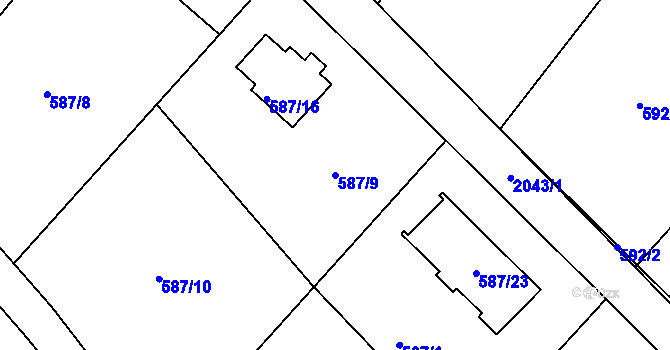 Parcela st. 587/9 v KÚ Ruprechtice, Katastrální mapa