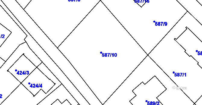 Parcela st. 587/10 v KÚ Ruprechtice, Katastrální mapa