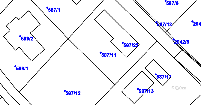 Parcela st. 587/11 v KÚ Ruprechtice, Katastrální mapa