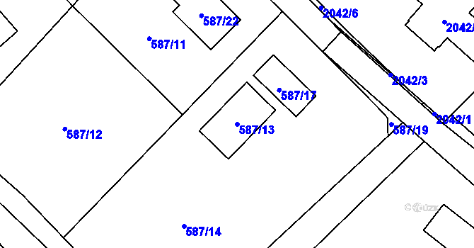 Parcela st. 587/13 v KÚ Ruprechtice, Katastrální mapa