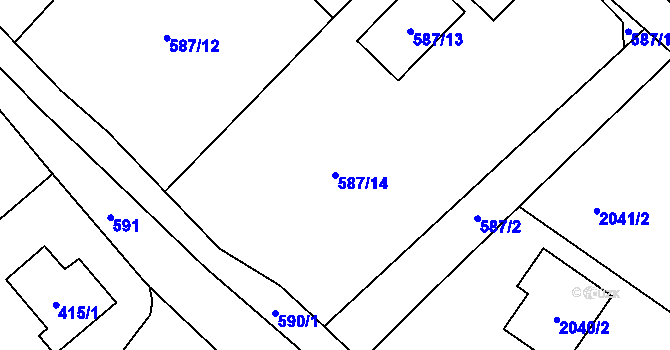 Parcela st. 587/14 v KÚ Ruprechtice, Katastrální mapa