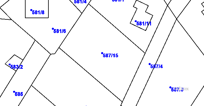 Parcela st. 587/15 v KÚ Ruprechtice, Katastrální mapa