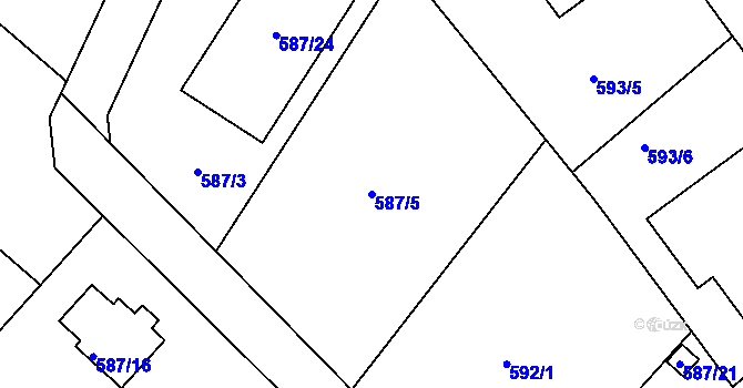 Parcela st. 587/5 v KÚ Ruprechtice, Katastrální mapa