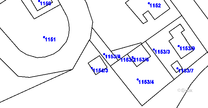 Parcela st. 1153/8 v KÚ Ruprechtice, Katastrální mapa