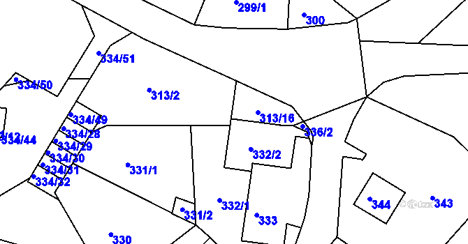 Parcela st. 313/17 v KÚ Ruprechtice, Katastrální mapa