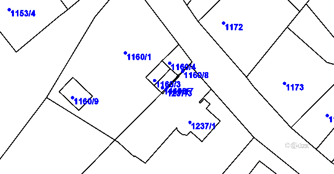 Parcela st. 1160/7 v KÚ Ruprechtice, Katastrální mapa