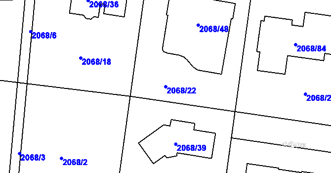 Parcela st. 2068/22 v KÚ Ruprechtice, Katastrální mapa