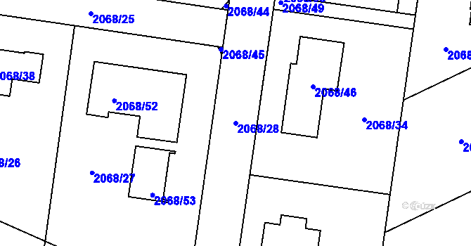 Parcela st. 2068/28 v KÚ Ruprechtice, Katastrální mapa