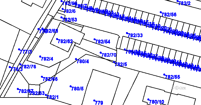 Parcela st. 782/70 v KÚ Ruprechtice, Katastrální mapa