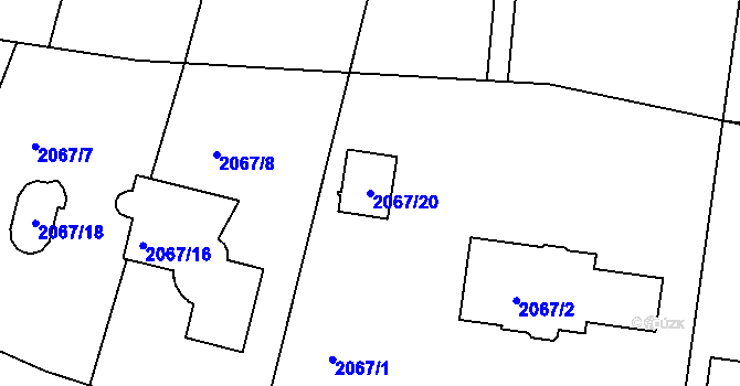 Parcela st. 2067/20 v KÚ Ruprechtice, Katastrální mapa