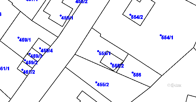 Parcela st. 555/1 v KÚ Ruprechtice, Katastrální mapa