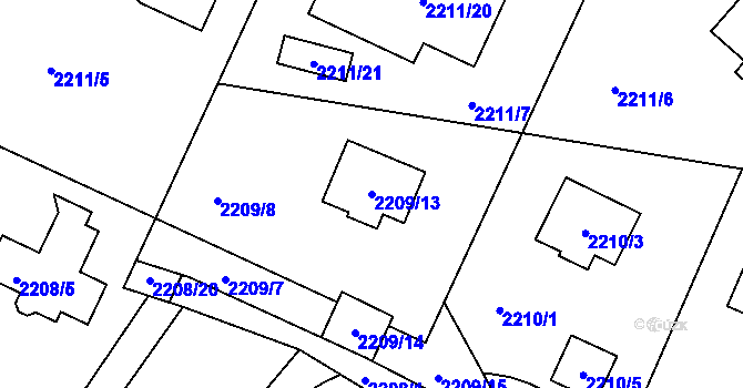 Parcela st. 2209/13 v KÚ Ruprechtice, Katastrální mapa