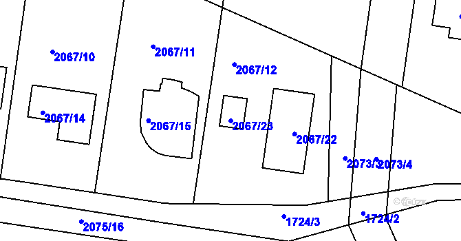 Parcela st. 2067/23 v KÚ Ruprechtice, Katastrální mapa