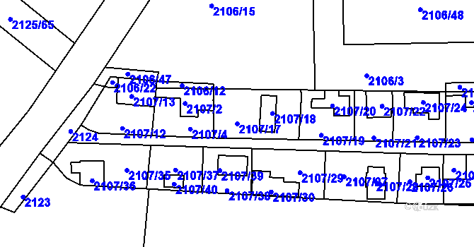 Parcela st. 2107/17 v KÚ Ruprechtice, Katastrální mapa