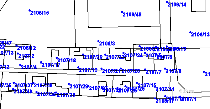 Parcela st. 2107/22 v KÚ Ruprechtice, Katastrální mapa