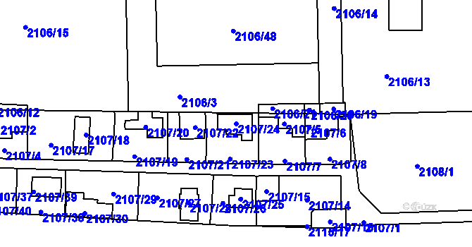 Parcela st. 2107/24 v KÚ Ruprechtice, Katastrální mapa
